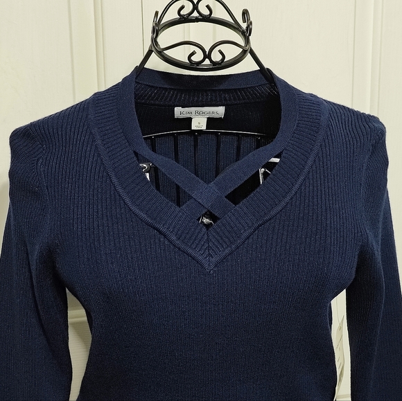 Kim Rogers Navy Sweater, Small, NWT - Picture 6 of 8